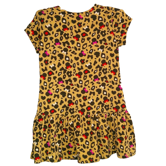 Disney Minne Mouse Girls XS 4-5 Leopard Short Sleeve Dress - Picture 3 of 6